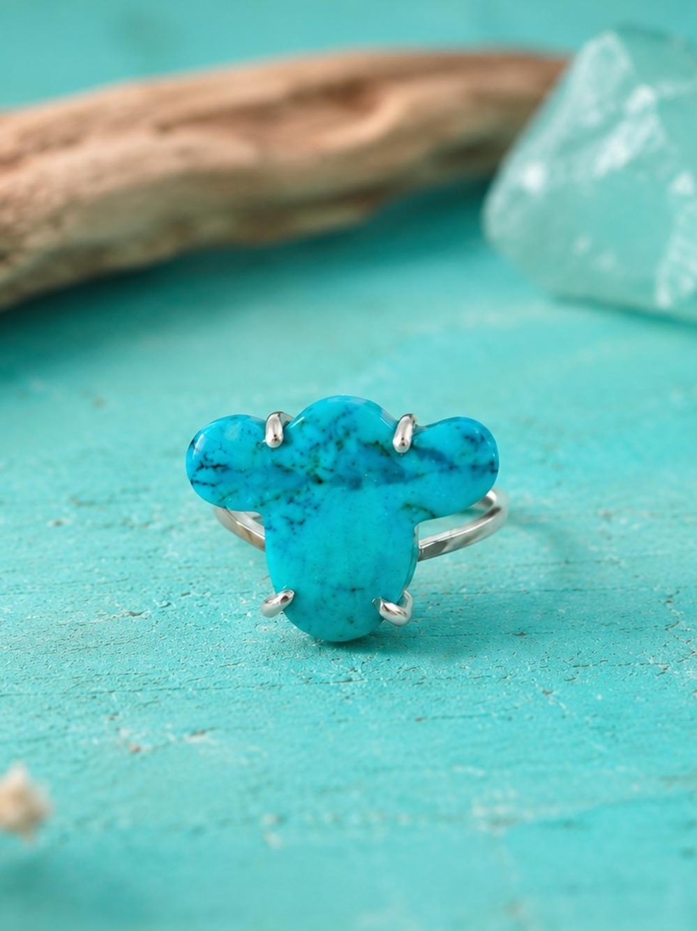 Turquoise Stone Sterling Silver Ring Size 8